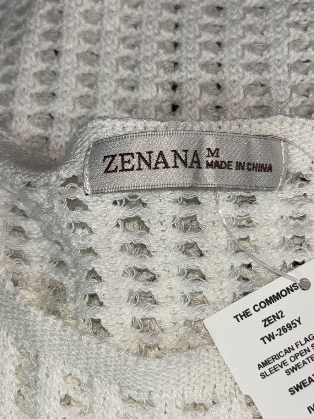 Zenana Boutique American Flag Open Weave Crochet Cap Sleeve Sweater Size M - Picture 7 of 10